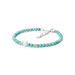 Bratara  Haolit Turcoaz si perla naturala cu argint DiAmanti 202-48B-G (Argint 925‰ 0,6 g.)